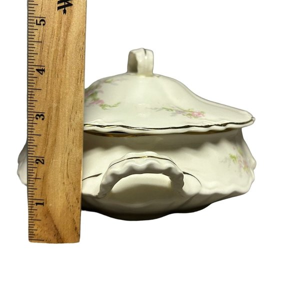 Vintage 1940s Homer Laughlin Jean Republic Soup Tureen Pink Purple Floral USA - Picture 7 of 13